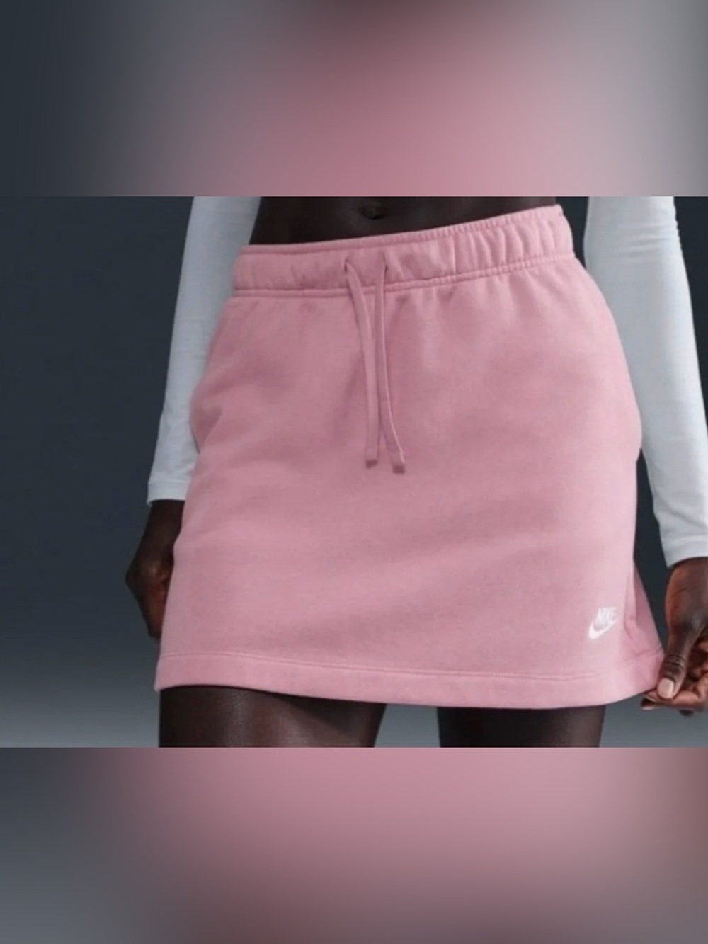 NWT Nike Sportswear Club Fleece Mid-Rise Skirt Pink Size M Women’s Athleisure